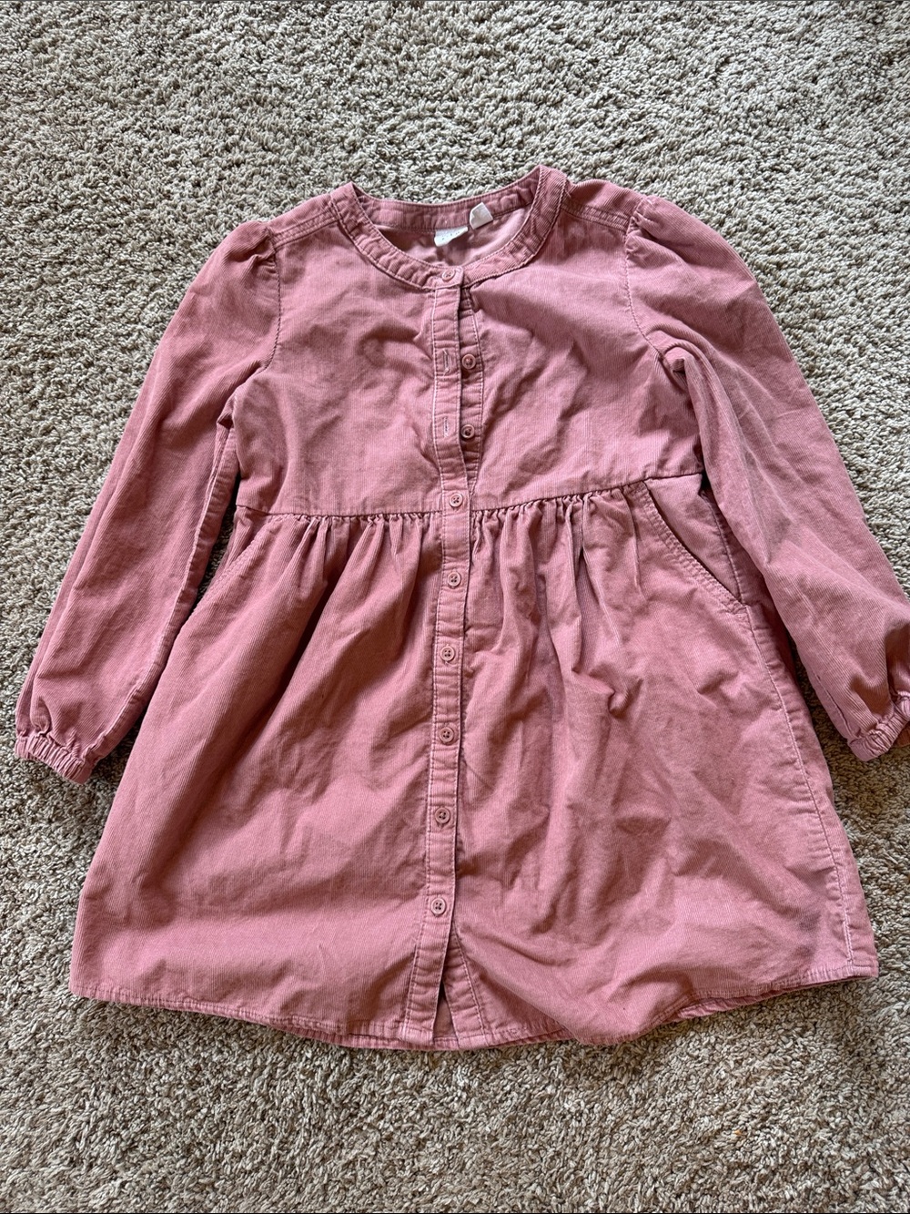 GAP Kids Pink Button-Front Long Sleeve Girls Dress size small